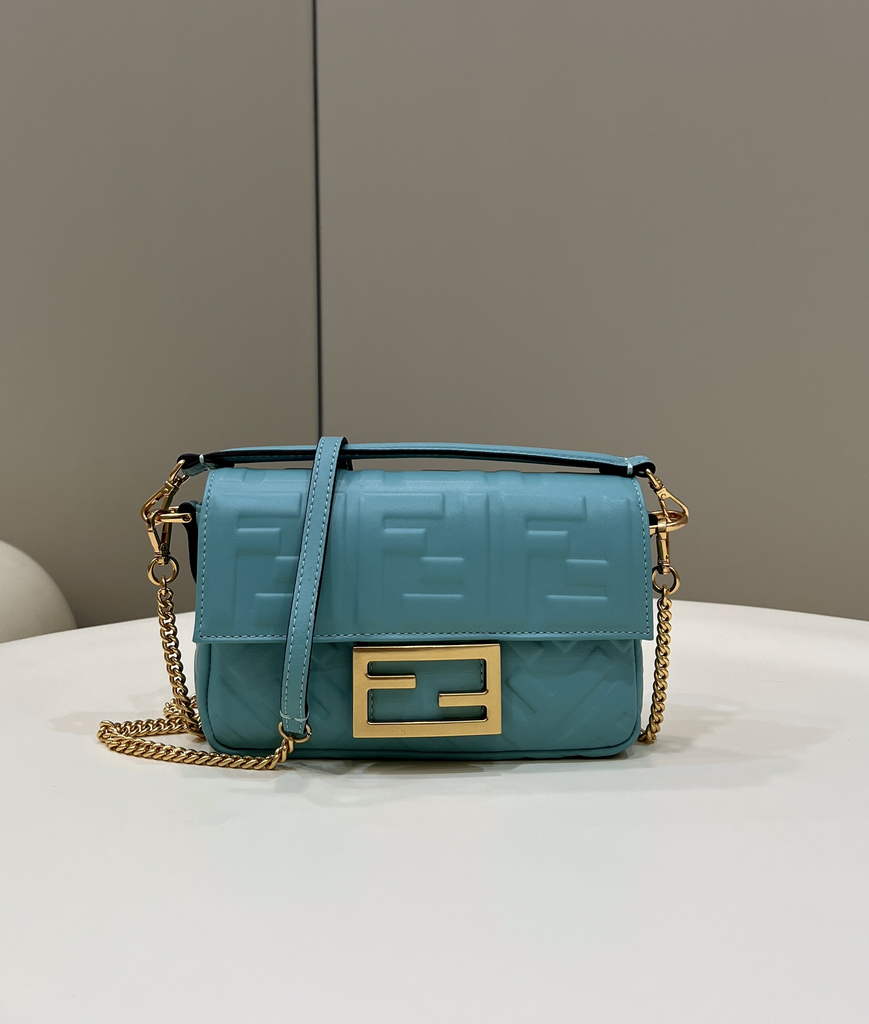 Fendi 8BS017 Baguette Mini Blue leather bag - Default Title - View 1