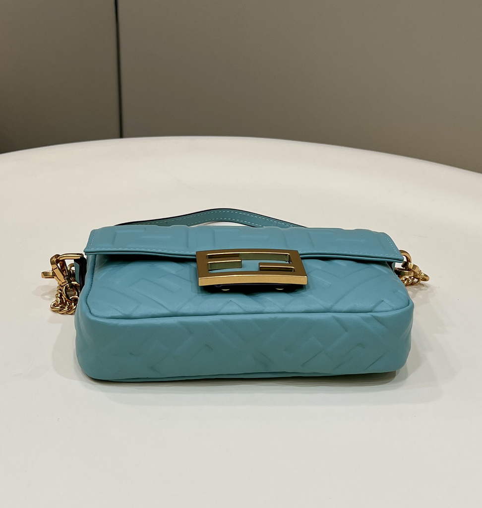 Fendi 8BS017 Baguette Mini Blue leather bag - Default Title - View 3