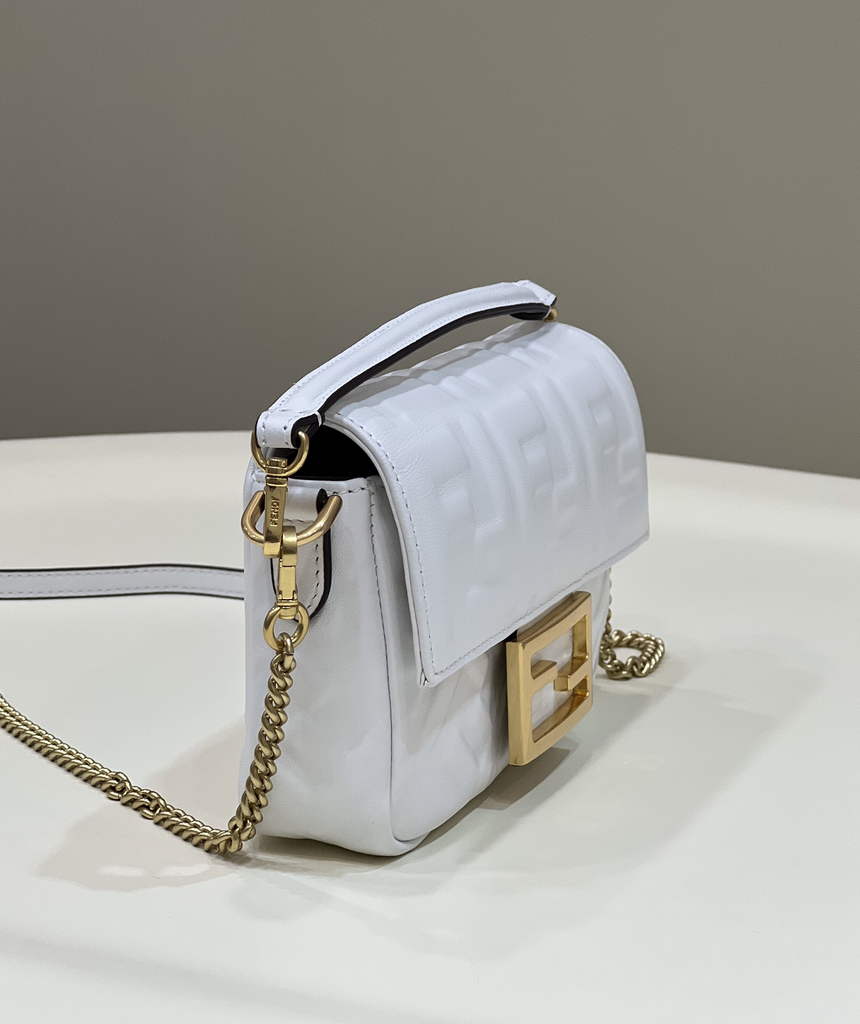 Fendi 8BS017 Baguette Mini White leather bag - Default Title - View 4