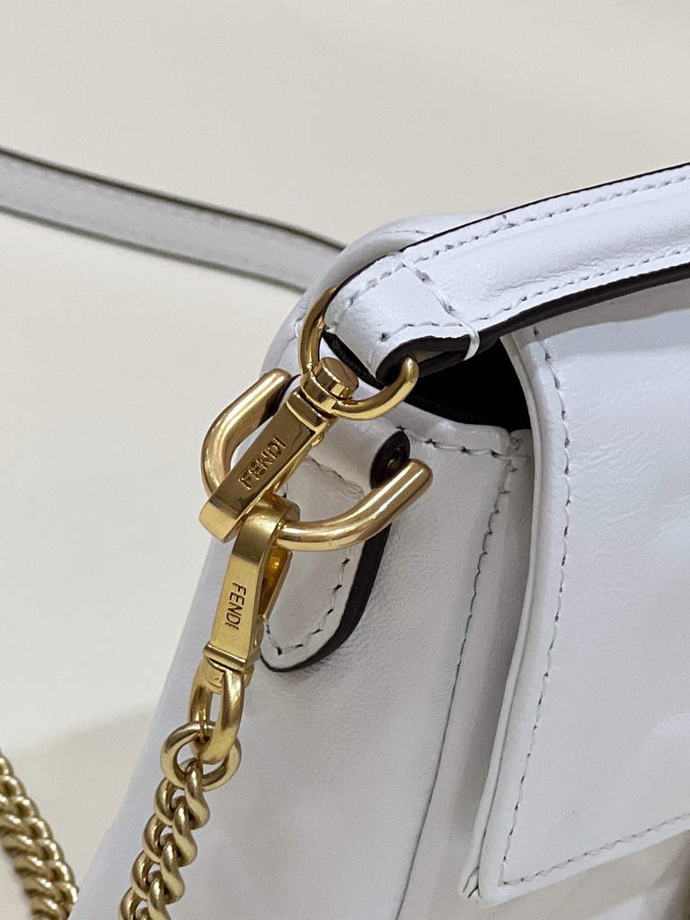 Fendi 8BS017 Baguette Mini White leather bag - Default Title - View 5