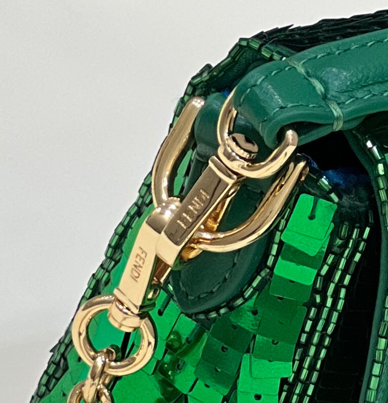 Fendi 8BS017 Baguette Mini Green sequin and leather bag - Default Title - View 6