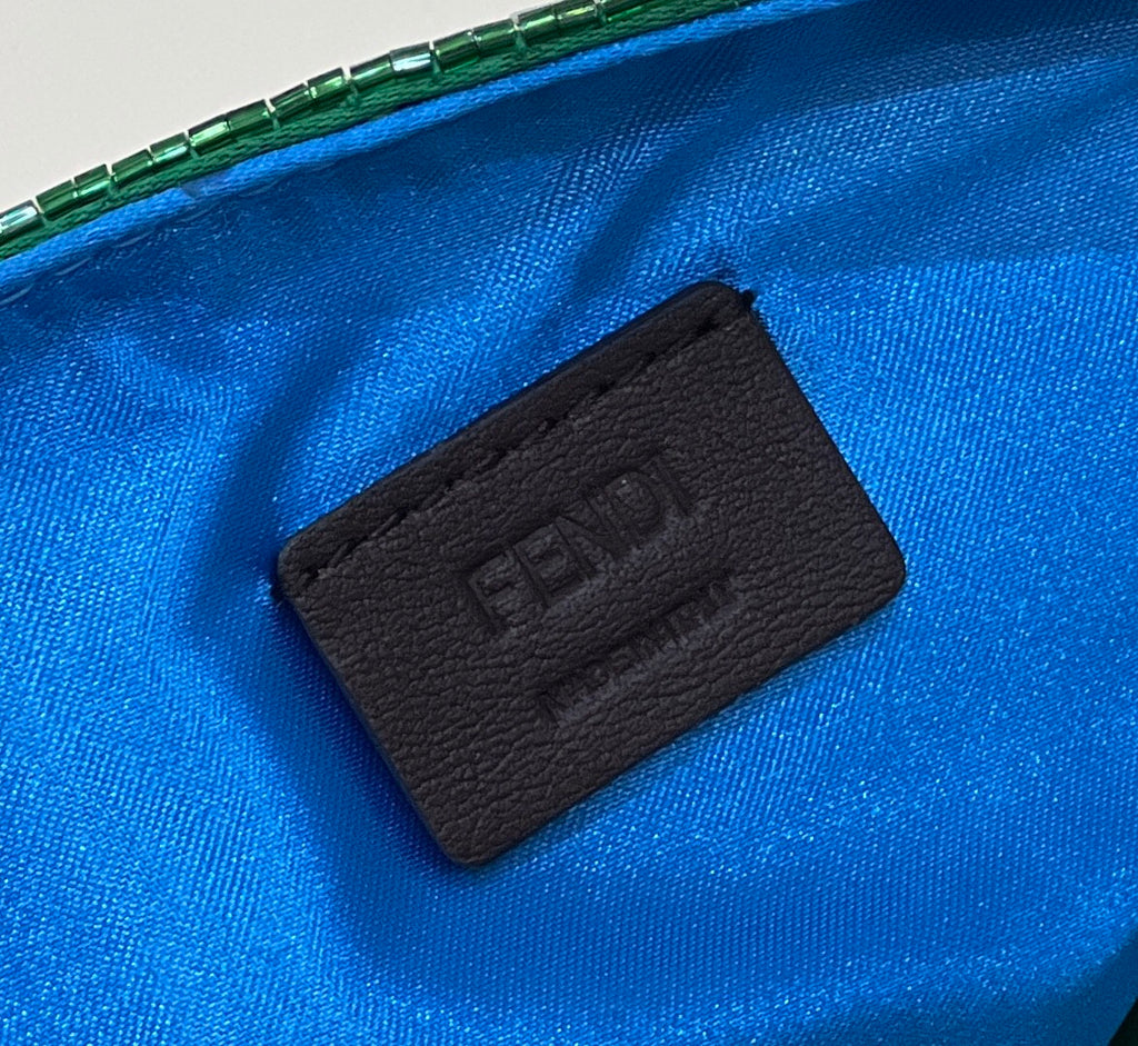 Fendi 8BS017 Baguette Mini Green sequin and leather bag - Default Title - View 7