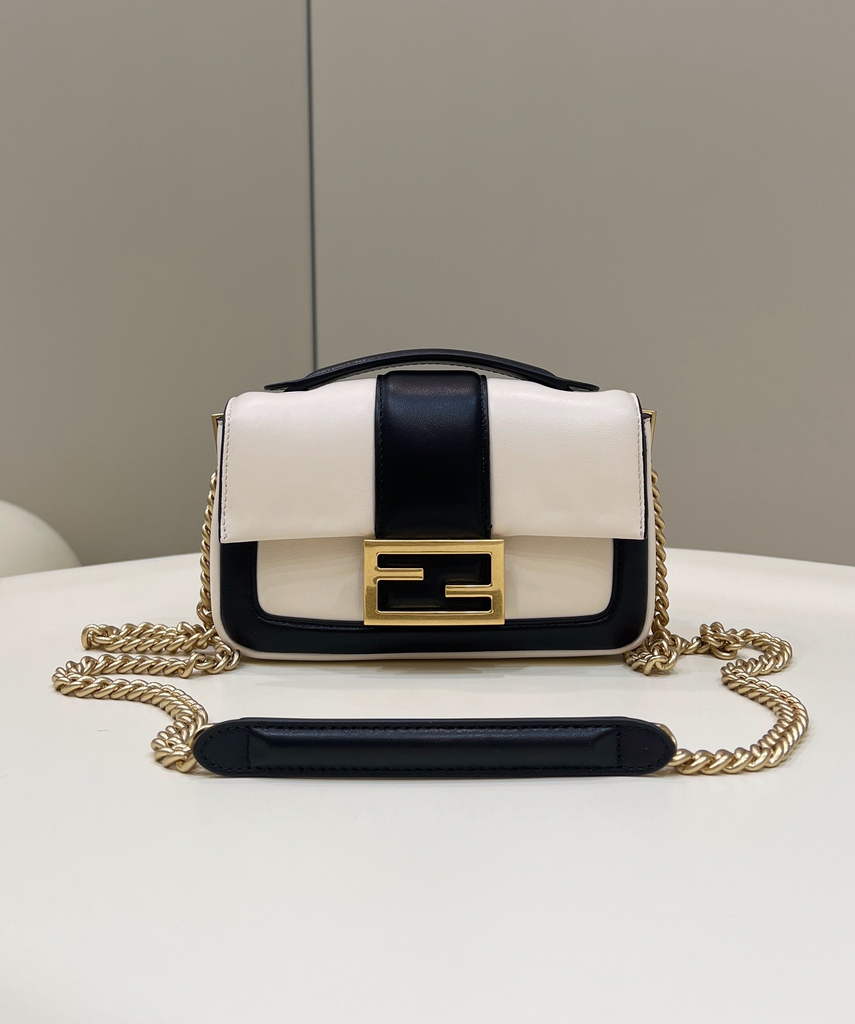 Fendi 8BS045 Mini Baguette Chain White nappa leather bag - Default Title - View 1