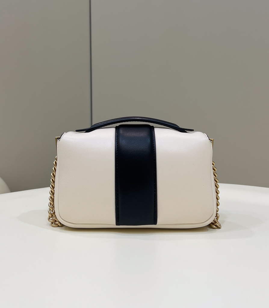 Fendi 8BS045 Mini Baguette Chain White nappa leather bag - Default Title - View 2