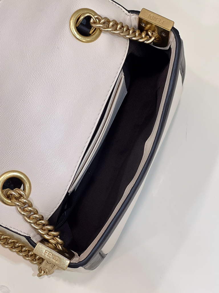 Fendi 8BS045 Mini Baguette Chain White nappa leather bag - Default Title - View 8