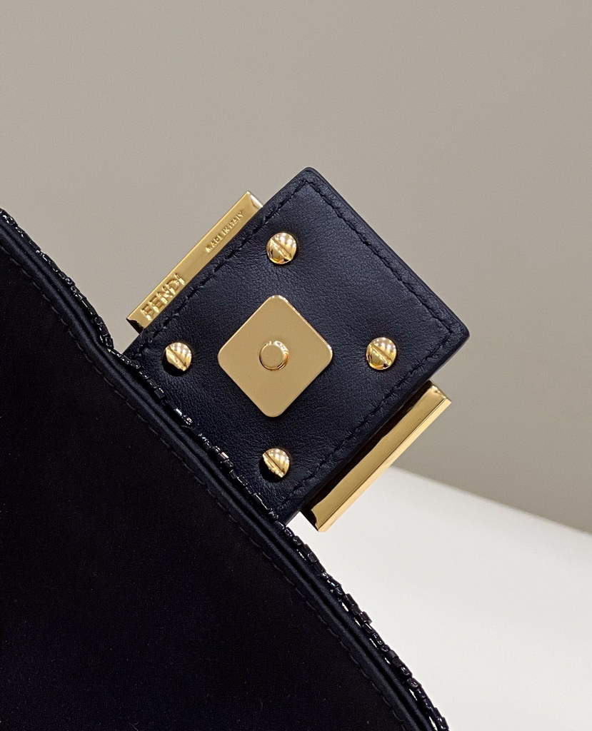 Fendi 8BS049 Mini Baguette 1997 Black leather and sequinned bag - Default Title - View 5