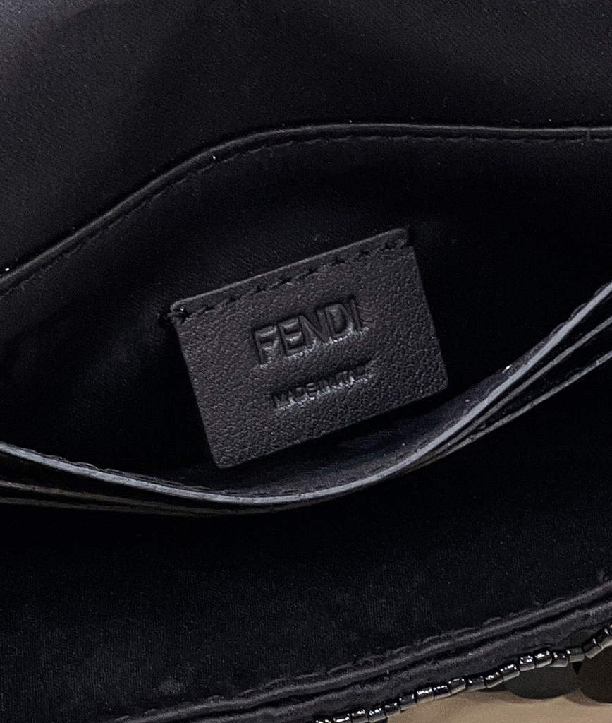 Fendi 8BS049 Mini Baguette 1997 Black leather and sequinned bag - Default Title - View 6