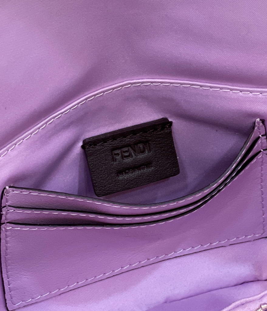 Fendi 8BS049 Mini Baguette 1997 Purple leather and sequinned bag - Default Title - View 5