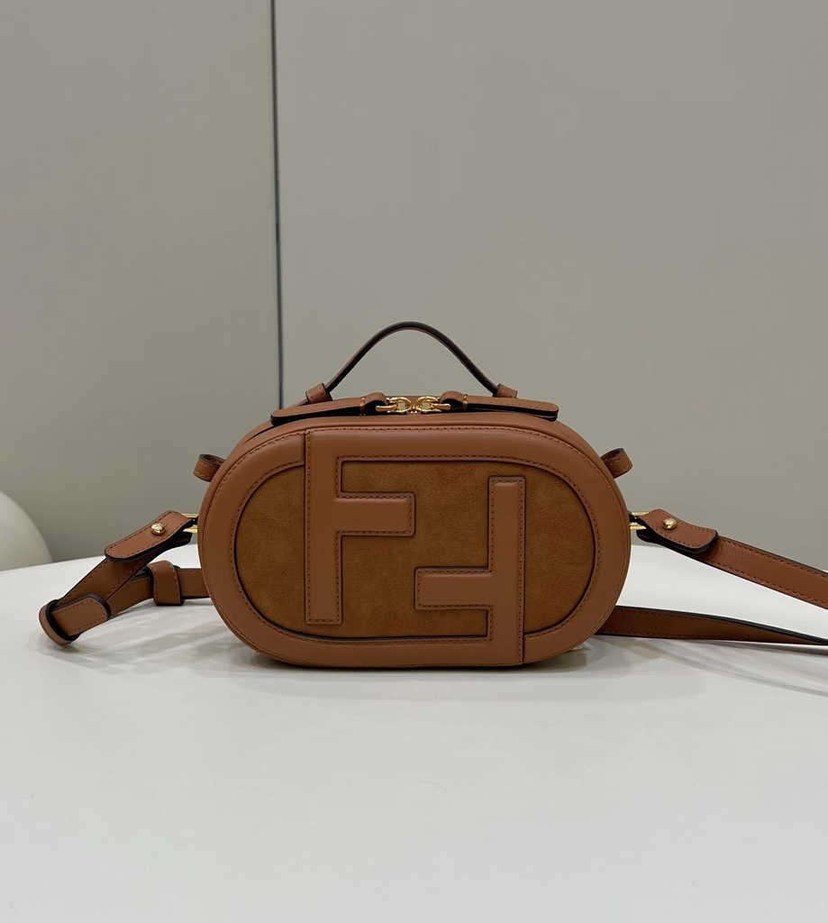 Fendi 8BS058 O’Lock Mini Camera Case Brown leather mini bag - Default Title - View 1