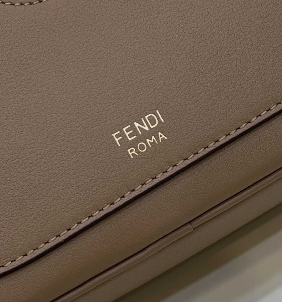 Fendi 8BS058 O’Lock Mini Camera Case Dark Beige leather mini bag - Default Title - View 6