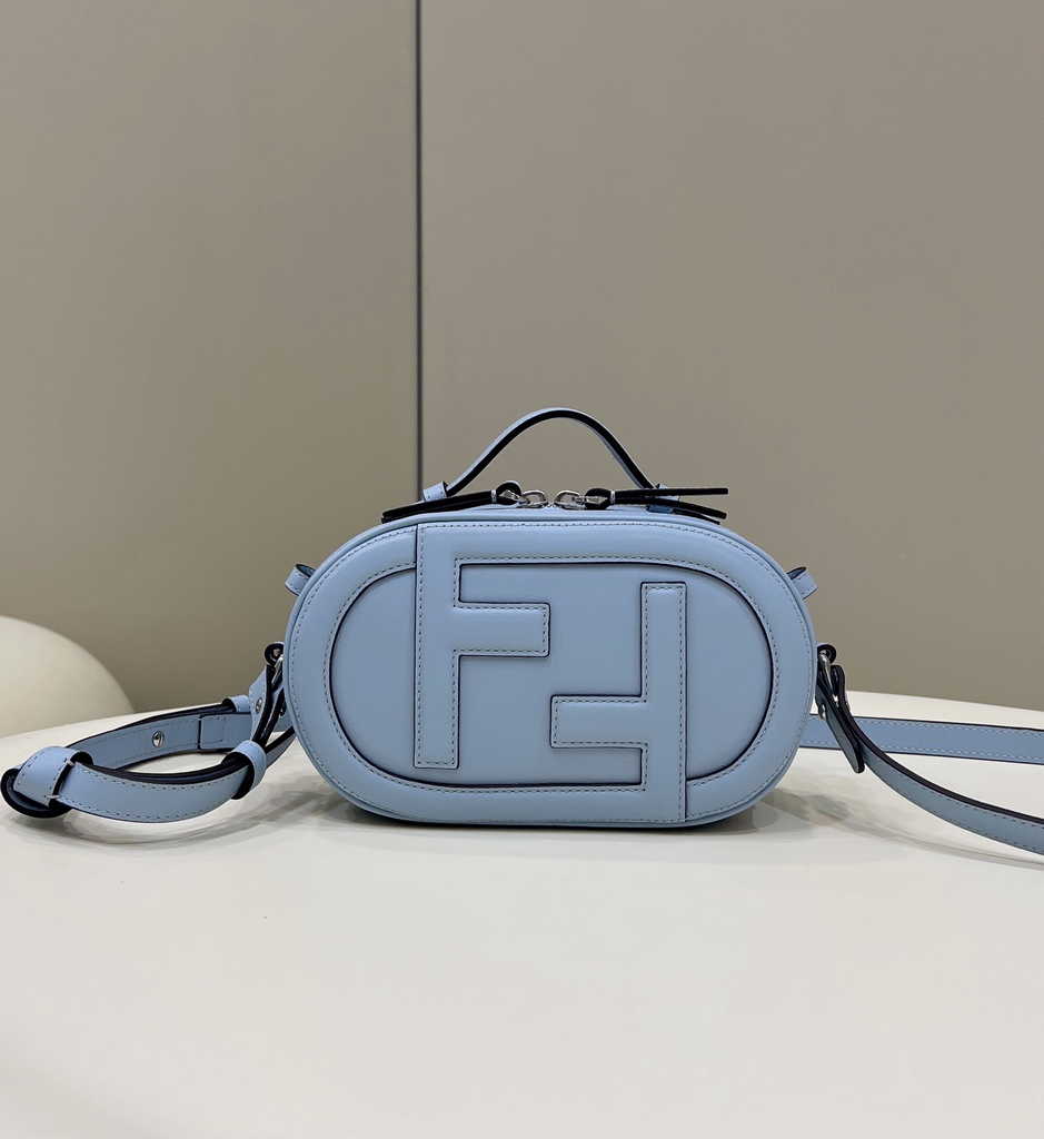 Fendi 8BS058 O’Lock Mini Camera Case Blue leather mini bag - Default Title - View 1
