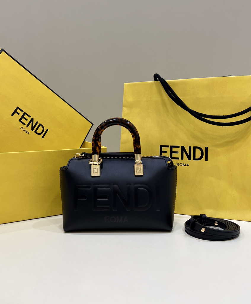 Fendi 8BS067 By The Way Mini Small black leather Boston bag - Default Title - View 1
