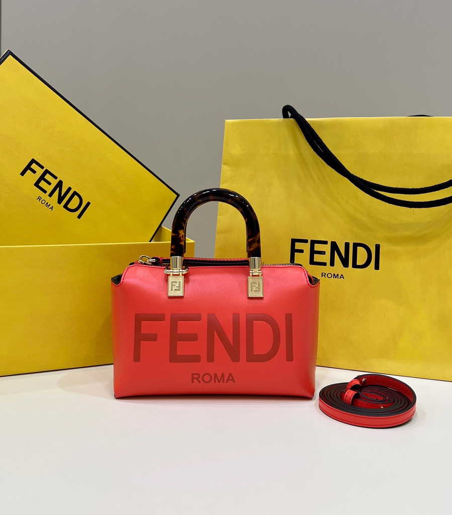 Fendi 8BS067 By The Way Mini Small Red leather Boston bag - Default Title - View 1