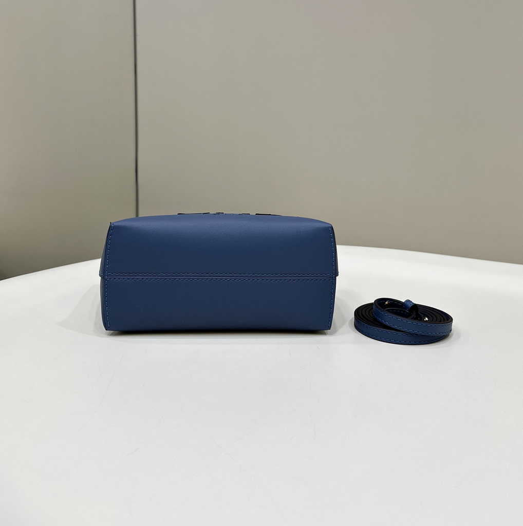 Fendi 8BS067 By The Way Mini Small blue leather and elaphe Boston bag - Default Title - View 4