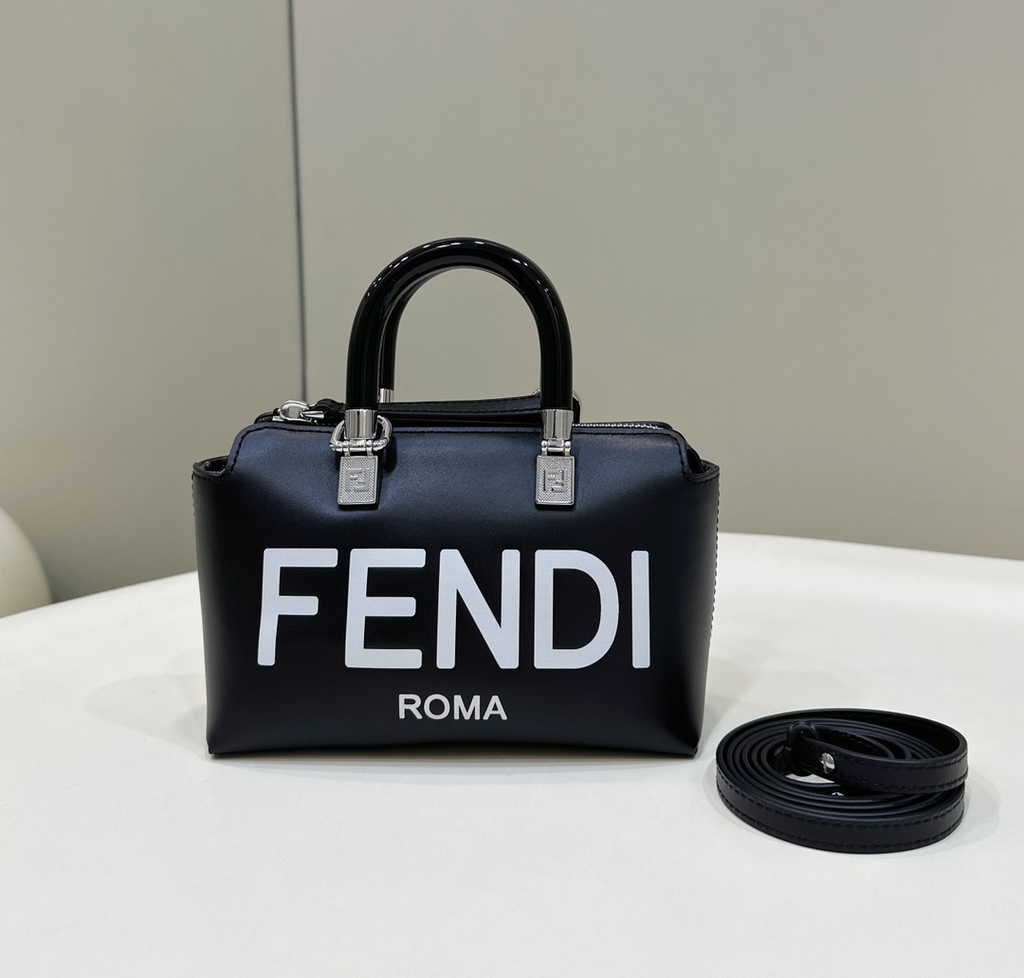 Fendi 8BS067 By The Way Mini Small Boston bag in black leather - Default Title - View 1