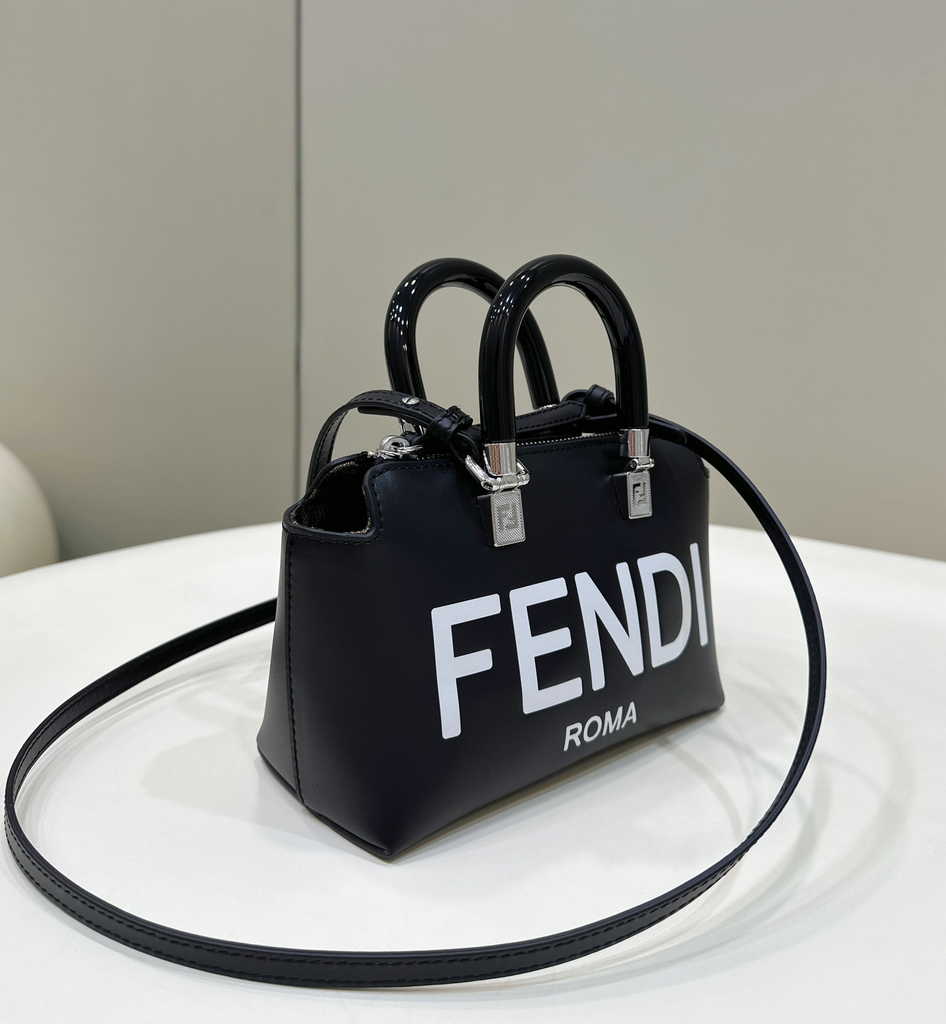 Fendi 8BS067 By The Way Mini Small Boston bag in black leather - Default Title - View 9
