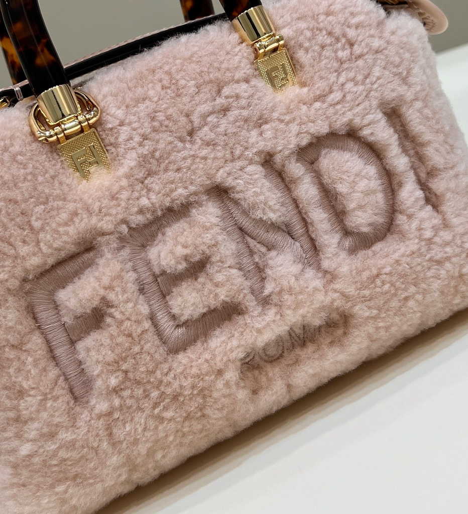 Fendi 8BS067 By The Way Mini Light pink sheepskin small Boston bag - Default Title - View 4