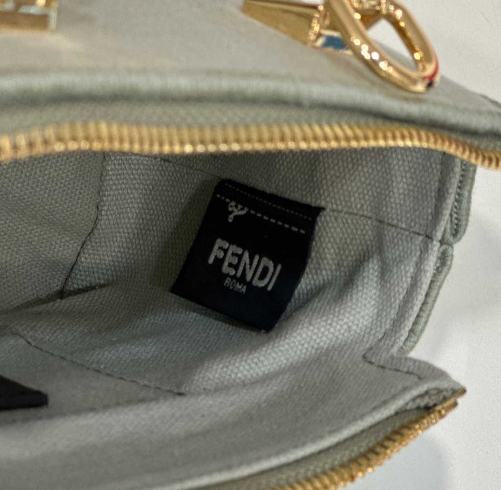 Fendi 8BS067 By The Way Mini Light green canvas small Boston bag with Roma - Default Title - View 8