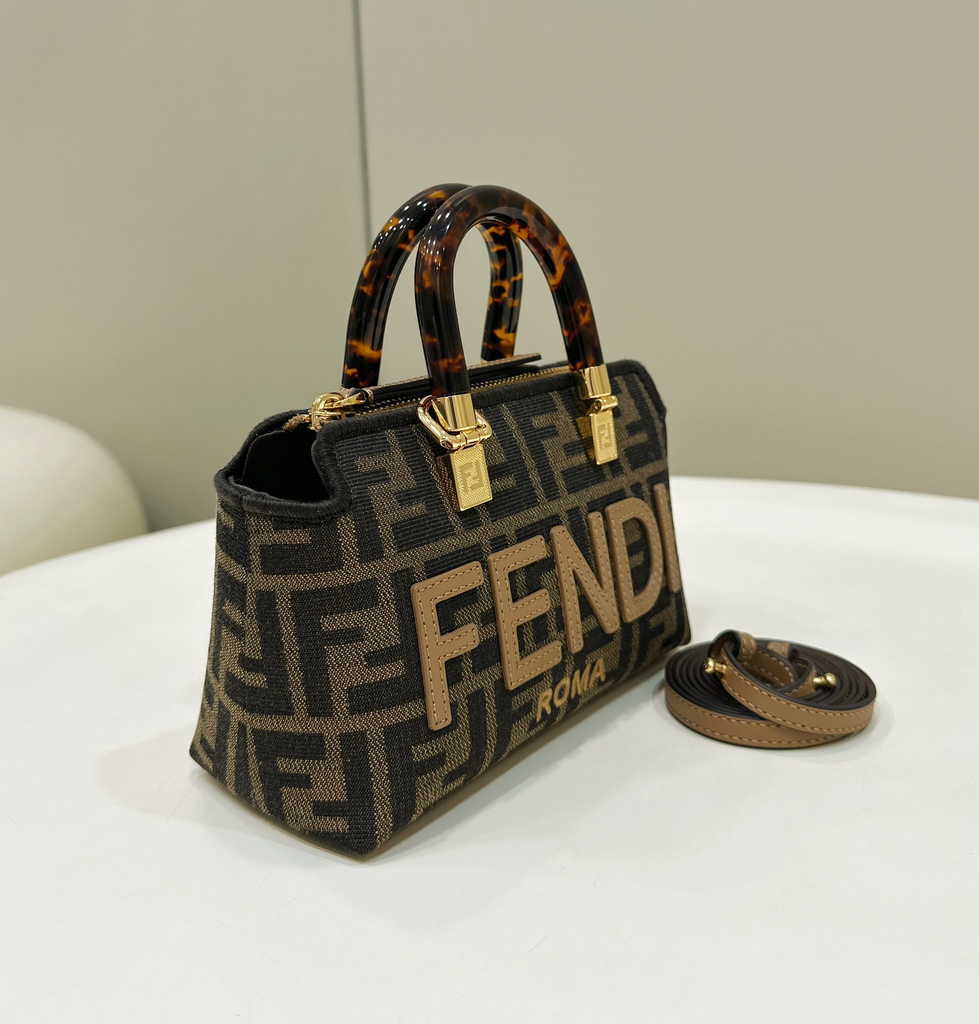 Fendi 8BS067 By The Way Mini Small brown FF fabric Boston bag - Default Title - View 3