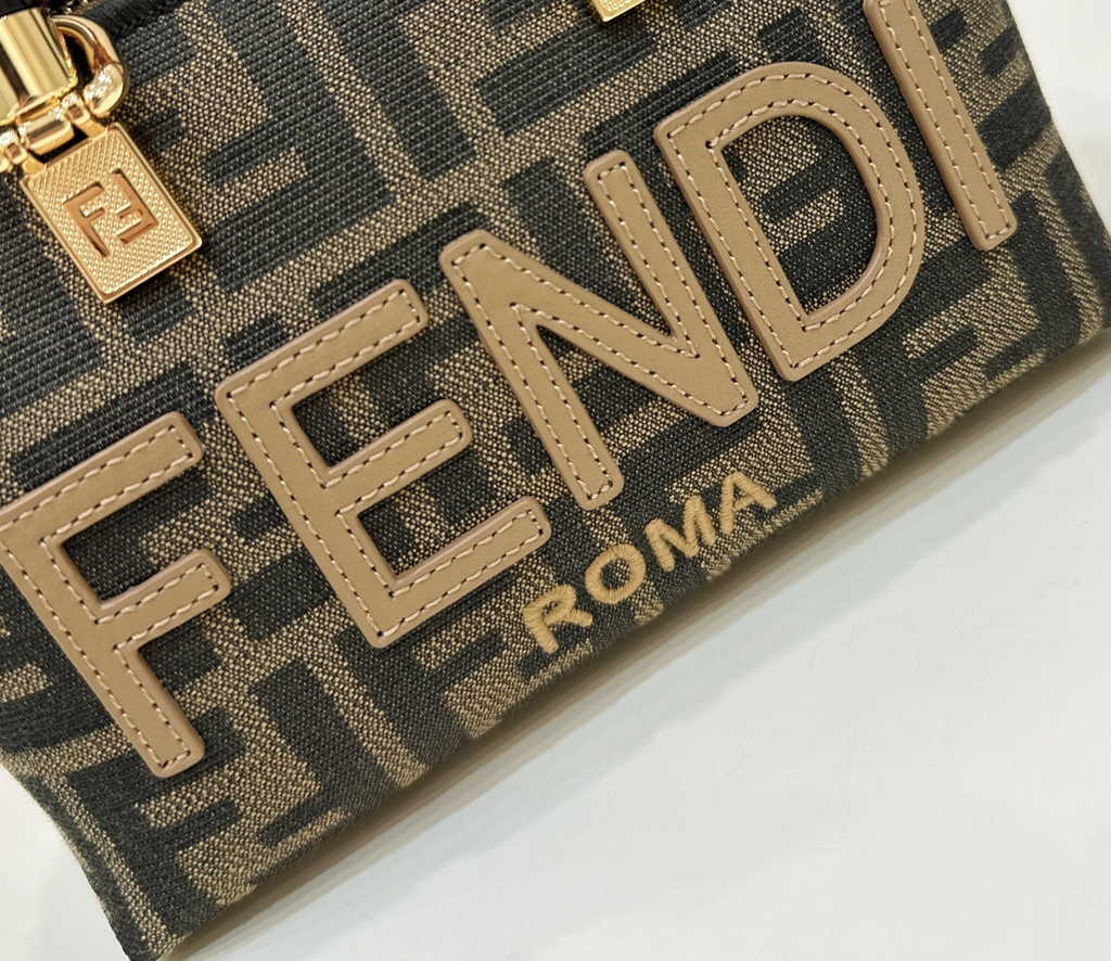Fendi 8BS067 By The Way Mini Small brown FF fabric Boston bag - Default Title - View 5