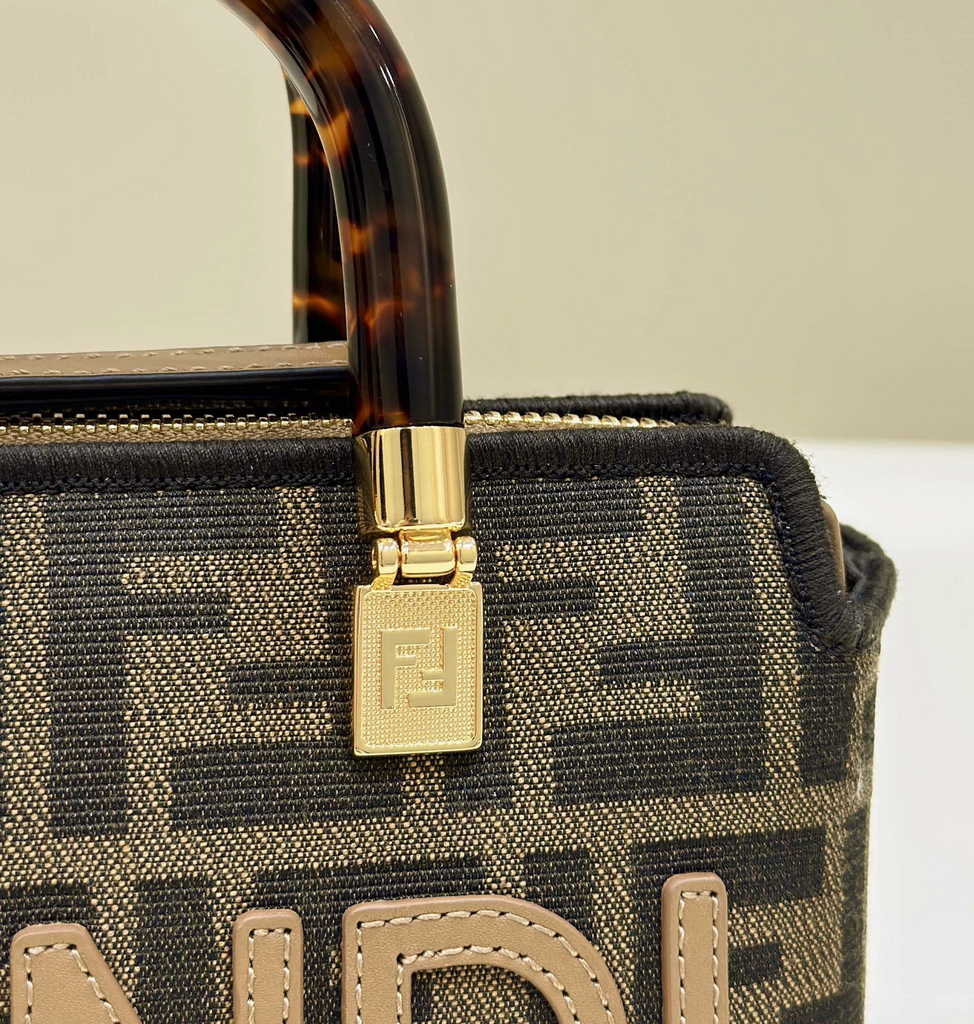 Fendi 8BS067 By The Way Mini Small brown FF fabric Boston bag - Default Title - View 6