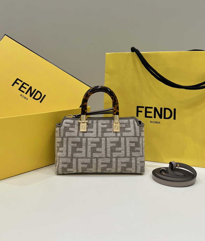 Fendi 8BS067 By The Way Mini Small gray FF Boston bag - Default Title - View 1