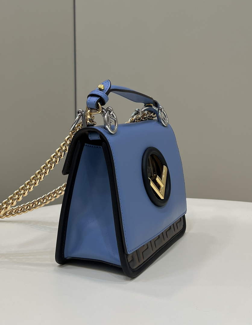 Fendi 8BT286 Kan I F Small Shoulder Blue leather mini-bag - Default Title - View 3
