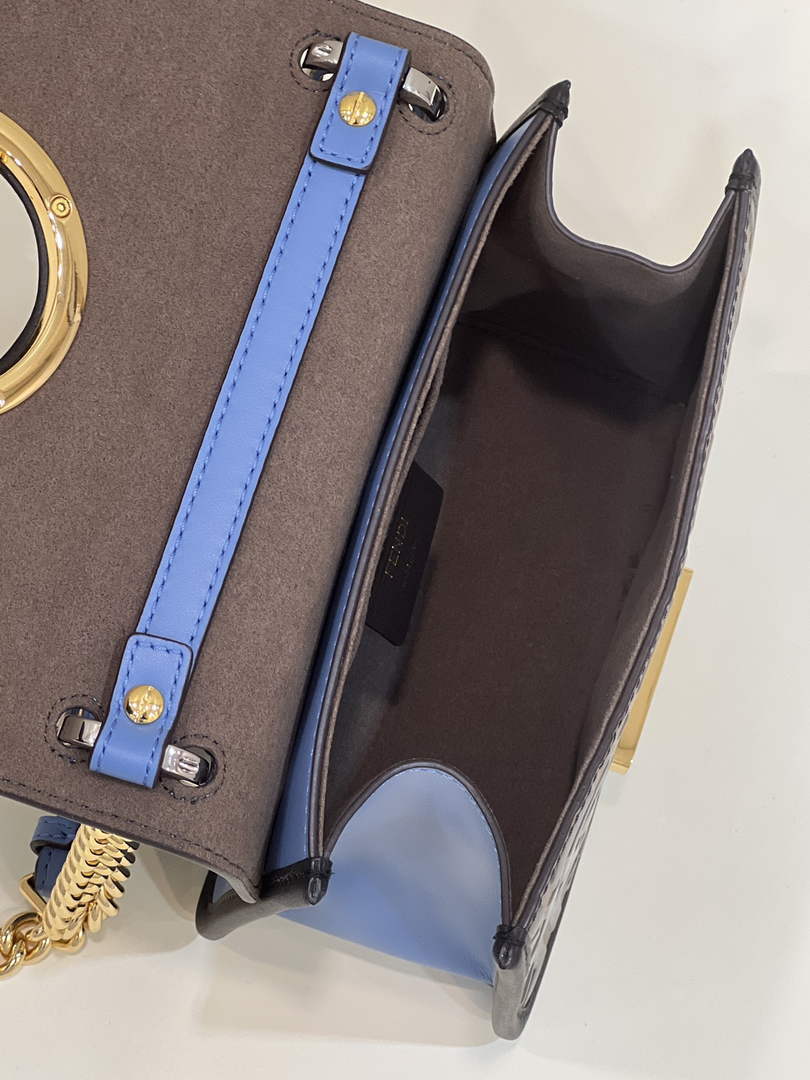 Fendi 8BT286 Kan I F Small Shoulder Blue leather mini-bag - Default Title - View 9