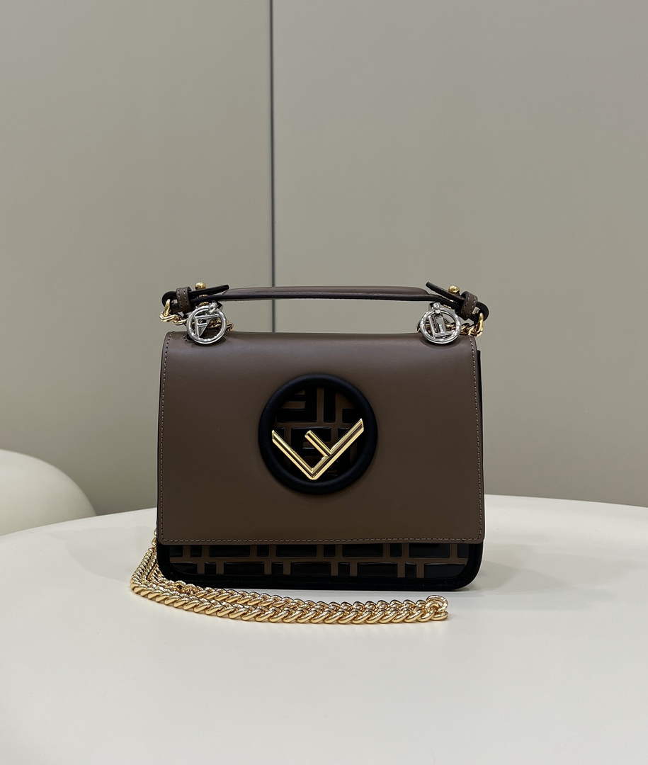 Fendi 8BT286 Kan I F Small Shoulder Brown leather mini-bag - Default Title - View 1