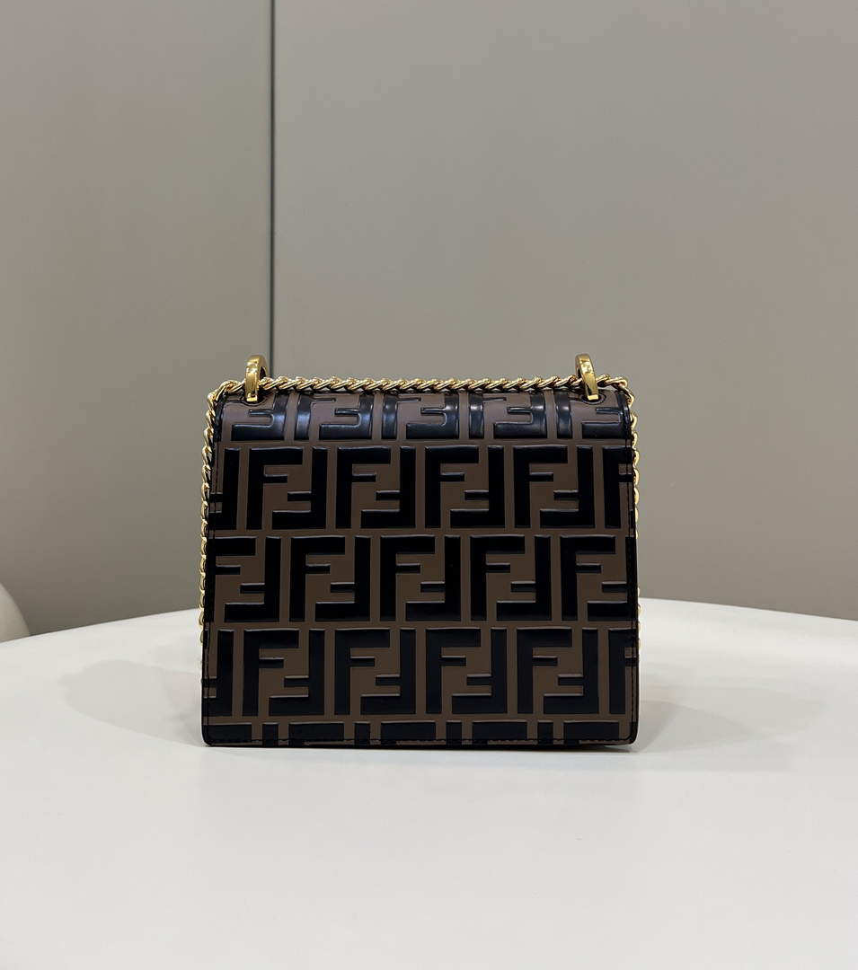 Fendi 8M0417 Kan U Small Shoulder mini-bag Brown leather - Default Title - View 3