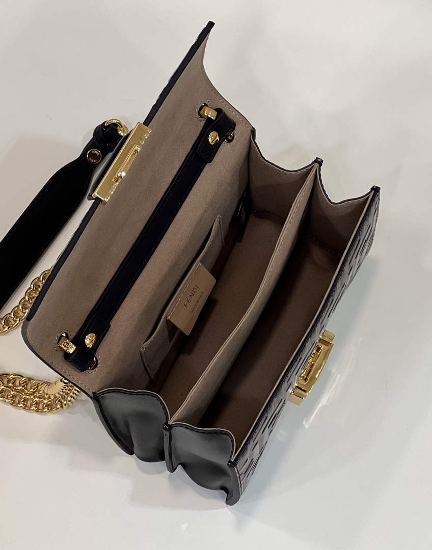 Fendi 8M0417 Kan U Small Shoulder mini-bag Brown leather - Default Title - View 4