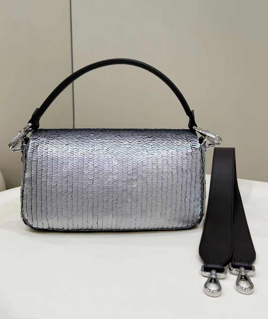 Fendi Baguette Bag 8BR600 Silver sequin bag - Default Title - View 2