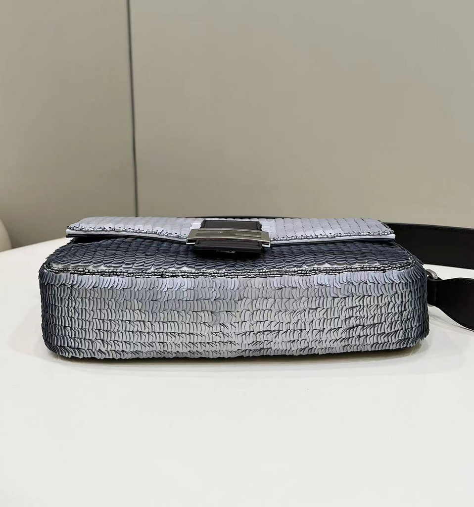 Fendi Baguette Bag 8BR600 Silver sequin bag - Default Title - View 4