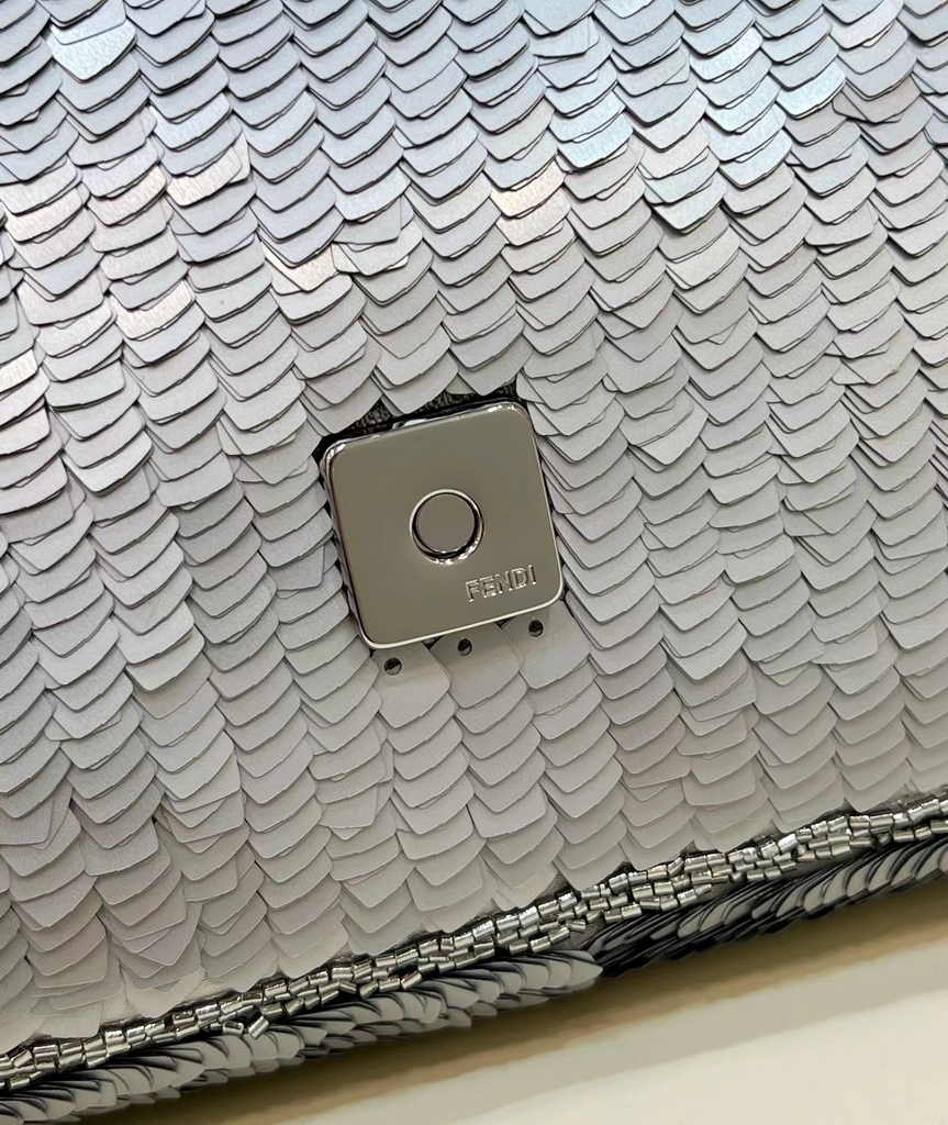 Fendi Baguette Bag 8BR600 Silver sequin bag - Default Title - View 7