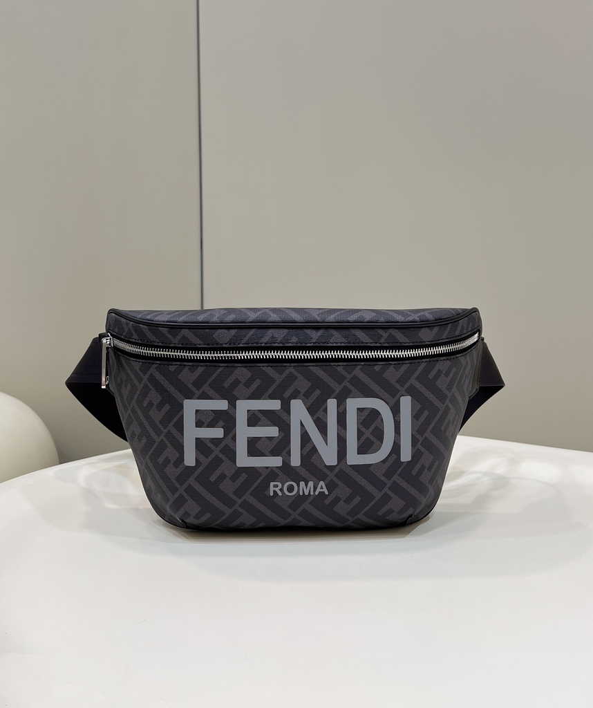 Fendi Belt Bag Black FF fabric belt bag 7VA562 - Default Title - View 1