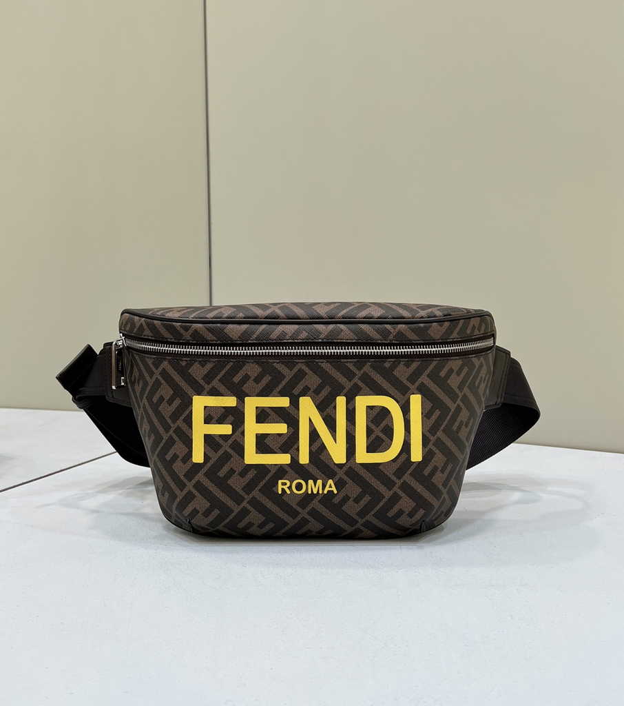 Fendi Belt Bag Brown FF fabric belt bag 7VA562 - Default Title - View 1