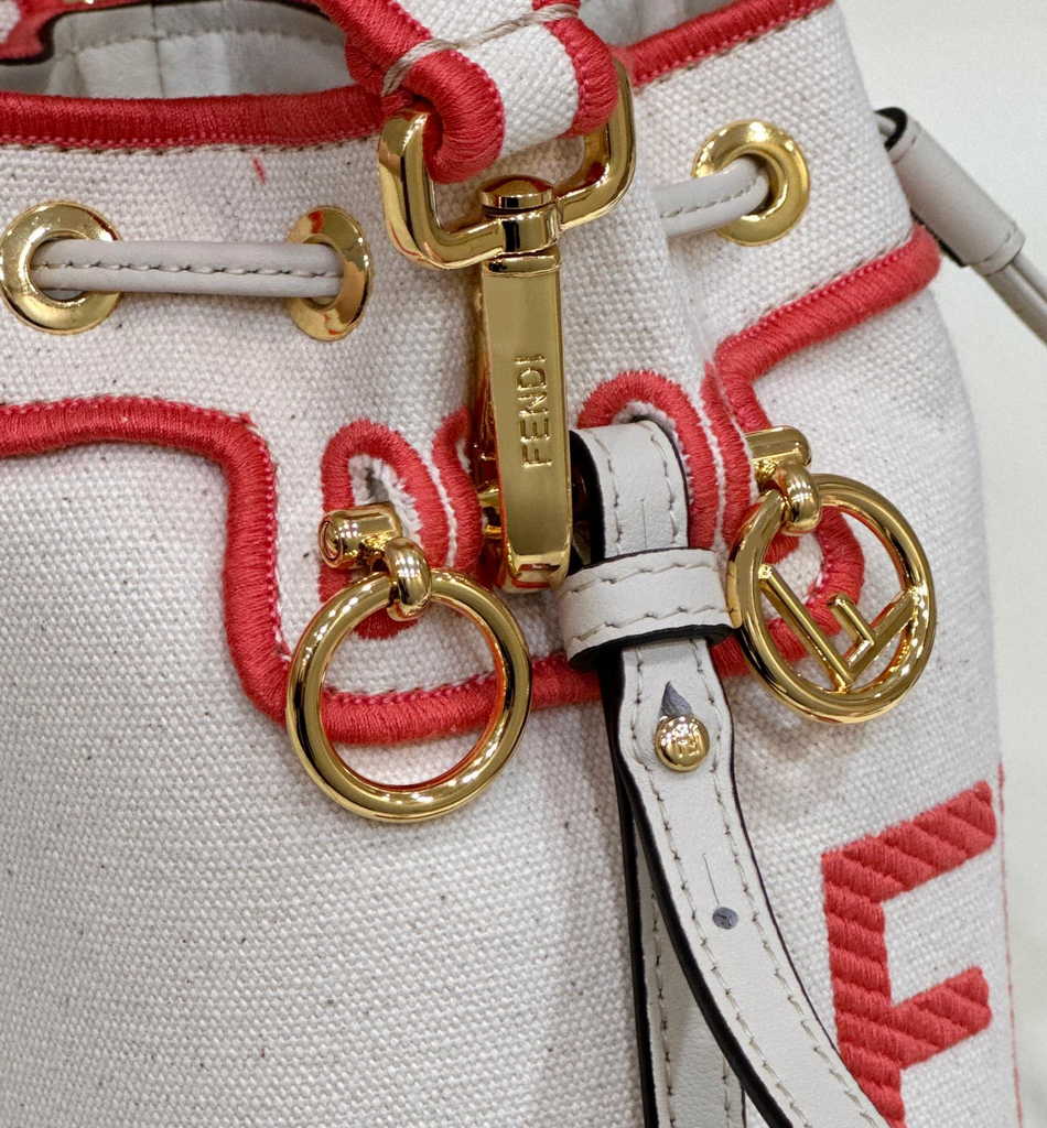 Bucket Bag Mon Tresor 8BS010 Beige canvas mini-bag with Fendi Roma embroidery - Default Title - View 5