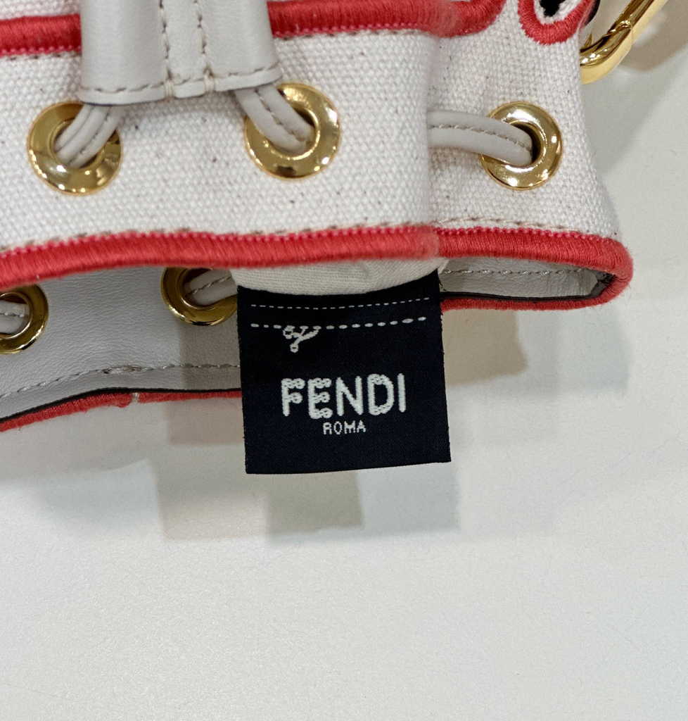 Bucket Bag Mon Tresor 8BS010 Beige canvas mini-bag with Fendi Roma embroidery - Default Title - View 8