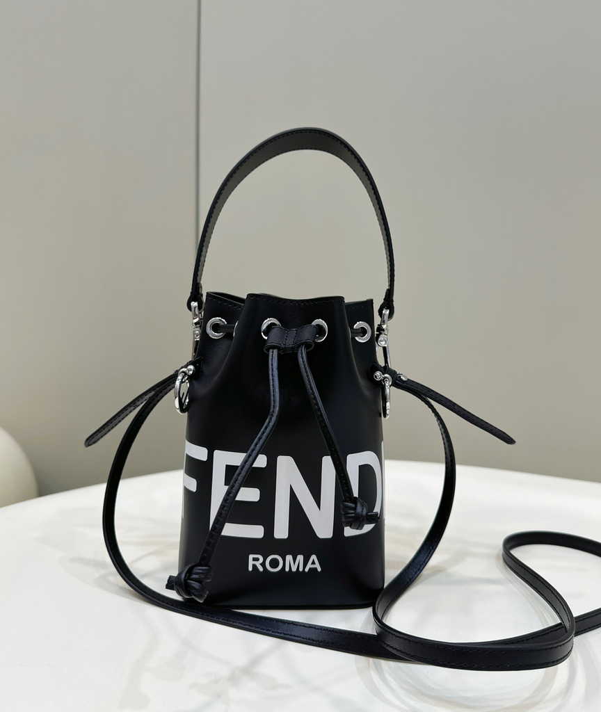 Feendi Bucket Bag Mon Tresor 8BS010 Black leather mini-bag - Default Title - View 1
