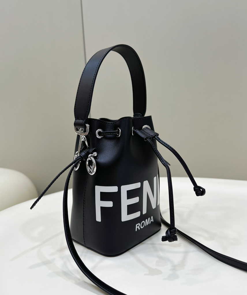 Feendi Bucket Bag Mon Tresor 8BS010 Black leather mini-bag - Default Title - View 3