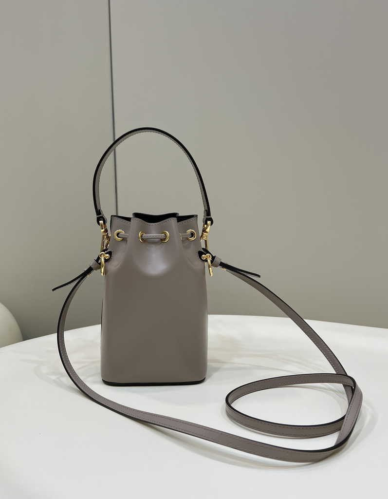 Feendi Bucket Bag Mon Tresor 8BS010 Dove-gray  leather mini-bag - Default Title - View 2