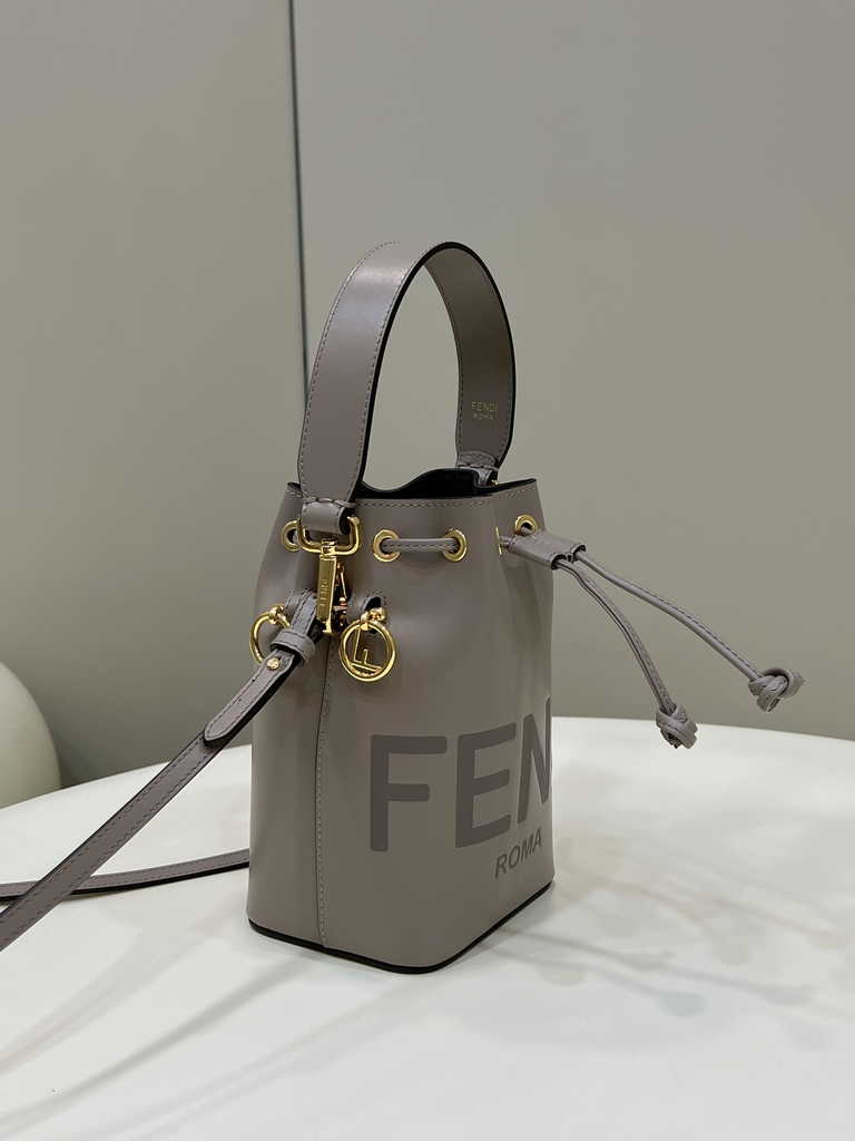 Feendi Bucket Bag Mon Tresor 8BS010 Dove-gray  leather mini-bag - Default Title - View 3