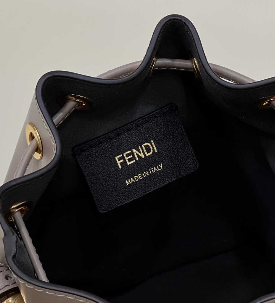 Feendi Bucket Bag Mon Tresor 8BS010 Dove-gray  leather mini-bag - Default Title - View 8