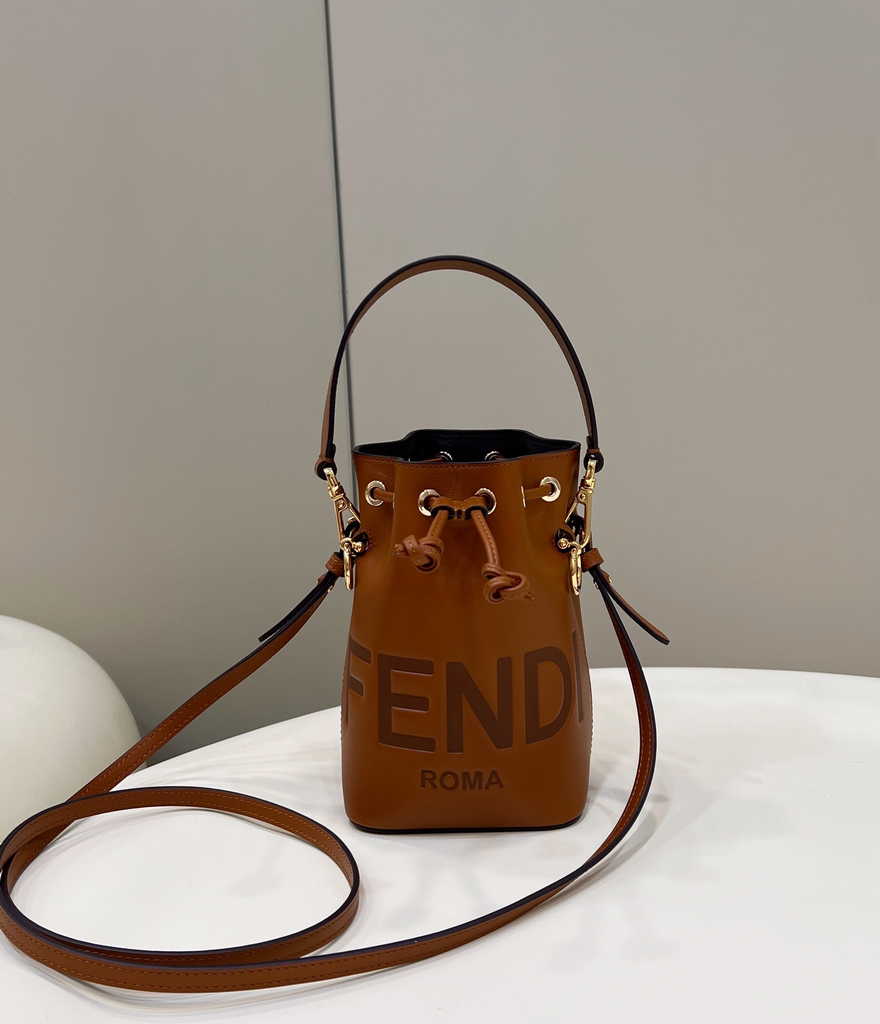 Feendi Bucket Bag Mon Tresor 8BS010 Brown leather mini-bag - Default Title - View 1