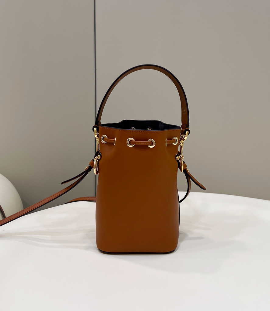 Feendi Bucket Bag Mon Tresor 8BS010 Brown leather mini-bag - Default Title - View 2