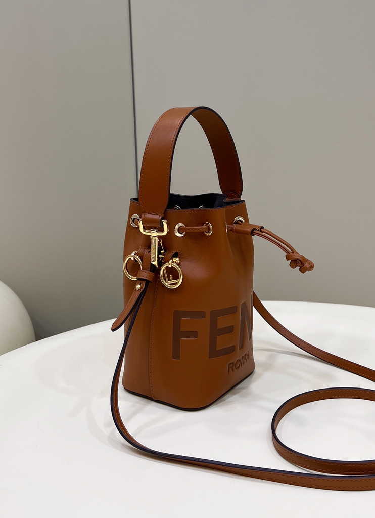 Feendi Bucket Bag Mon Tresor 8BS010 Brown leather mini-bag - Default Title - View 3