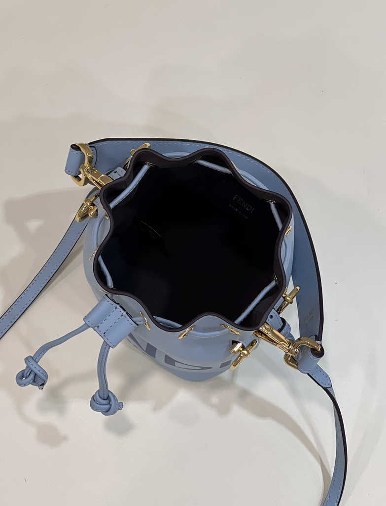 Feendi Bucket Bag Mon Tresor 8BS010 blue leather mini-bag - Default Title - View 9