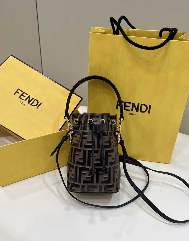 Feendi 8BS010 Bucket Bag Mon Tresor Brown leather mini bag - Default Title - View 1