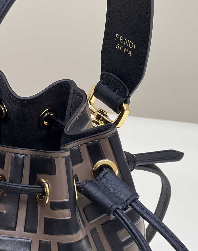 Feendi 8BS010 Bucket Bag Mon Tresor Brown leather mini bag - Default Title - View 4
