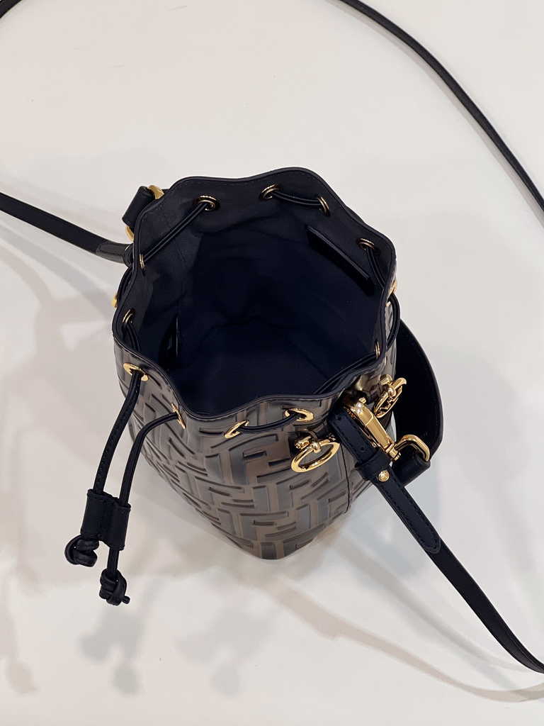 Feendi 8BS010 Bucket Bag Mon Tresor Brown leather mini bag - Default Title - View 8